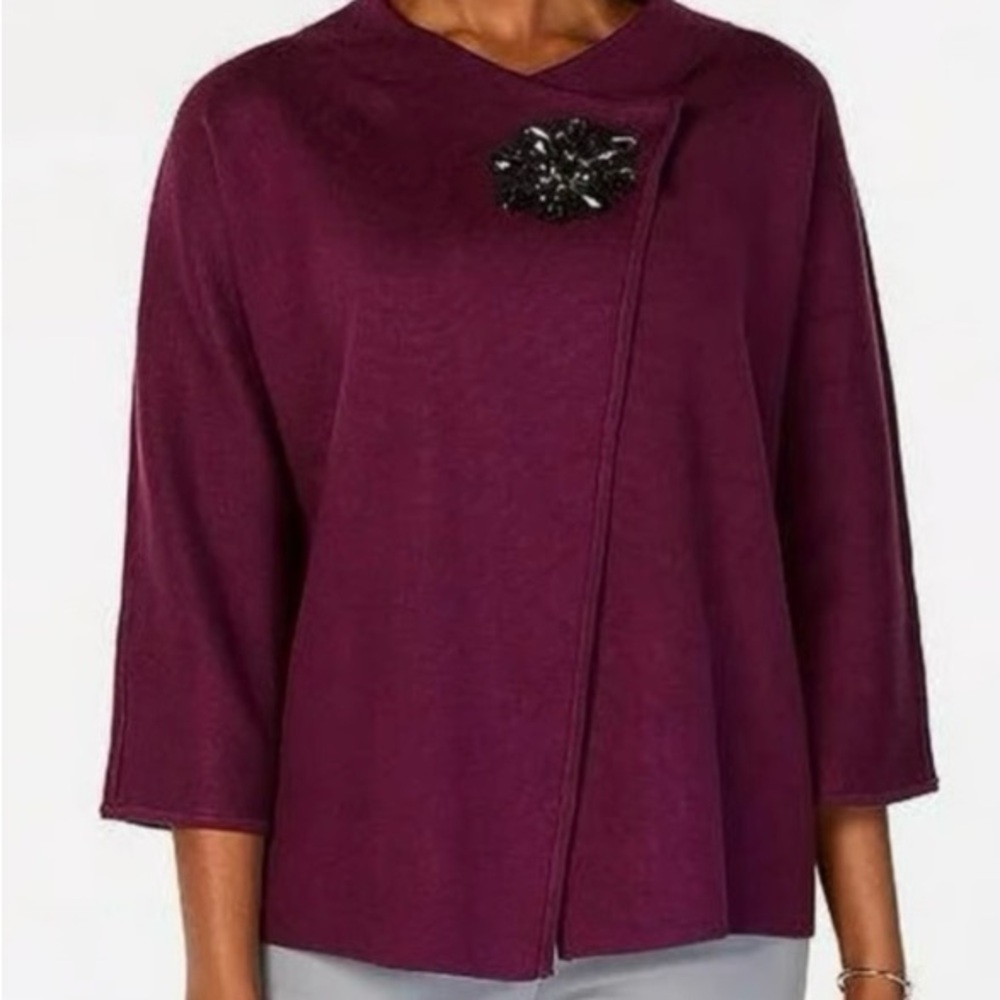 JM Collection Holiday Bling Wrap Top Size L